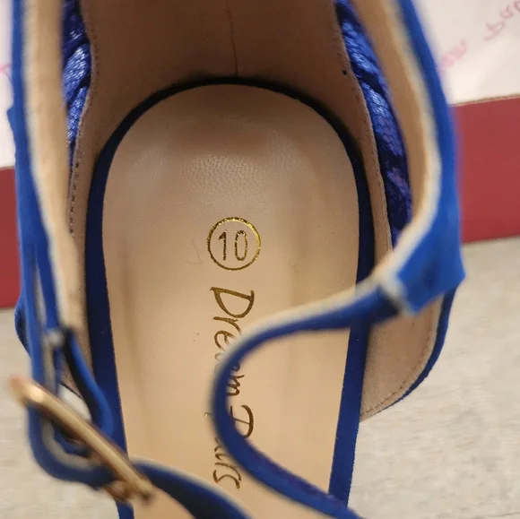 Blue Peep Toe Heels with Sparkle - Picture 8 of 11